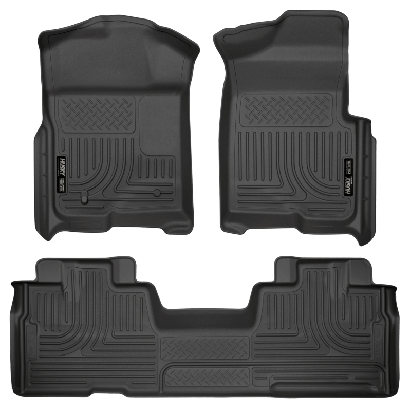 Ford F-150 Floor Liners - Front + Rear - Husky Liners - WeatherBeater Combo - Black - `09-`12